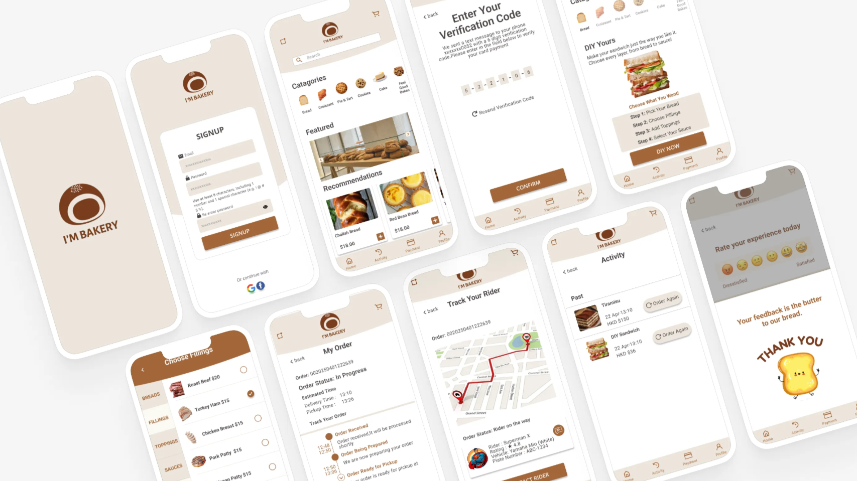 I'm Bakery 應用程式 mockup